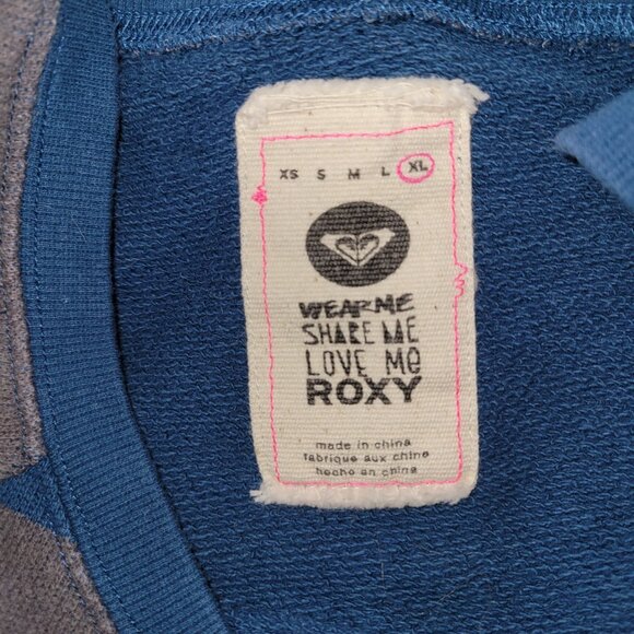 Roxy Teal & Gray Striped Pullover Round Neck Sweater Size XL - Picture 12 of 12